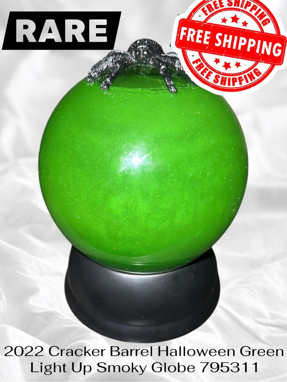 2022 Cracker Barrel RARE Halloween Green Light Up Smoky Globe FAST SHIPPING